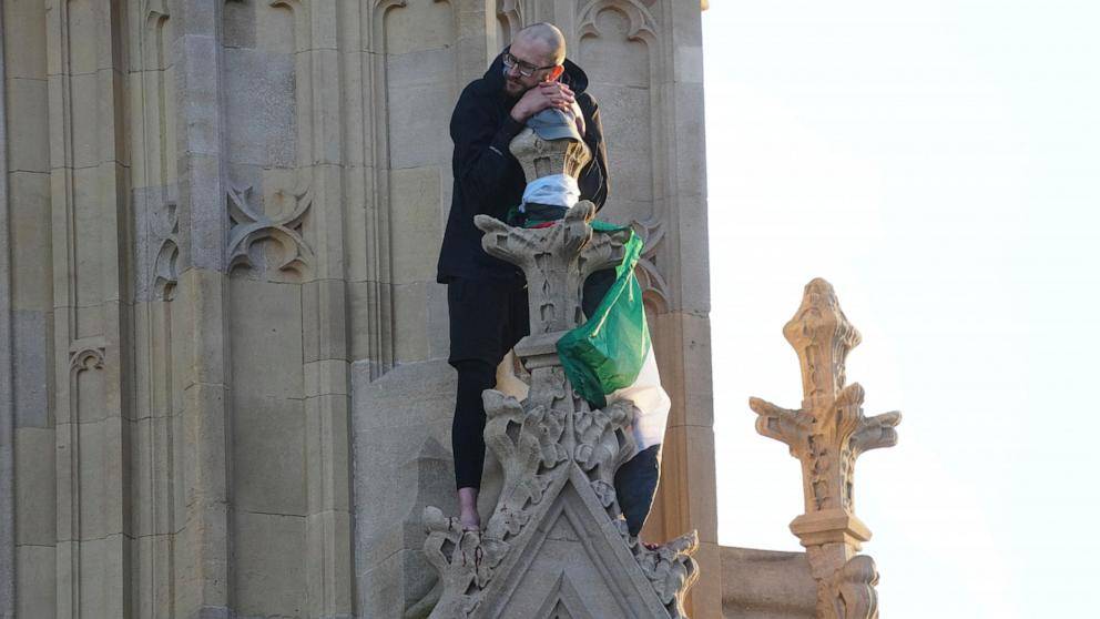 Spectre' Palestinian Flag-Waving Man Arrested After Daring Big Ben Tower Climb in London  Images)